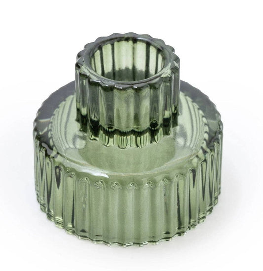 Green Glass Double Sided Candleholder