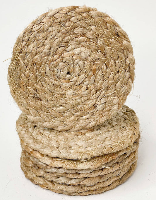 Natural Jute Braided Round Coaster 4 inch round