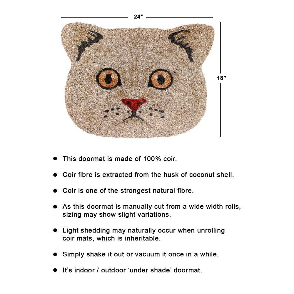 Natural Coir Tufted Cute Cat Face Door Mat