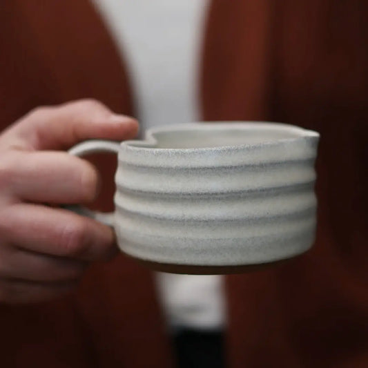 Handmade Heart-Shaped Latte Mug in Cream