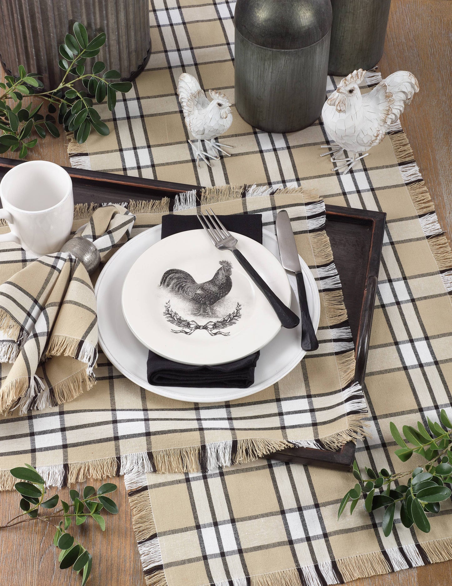 Plaid Runner with Softly Frayed Edge