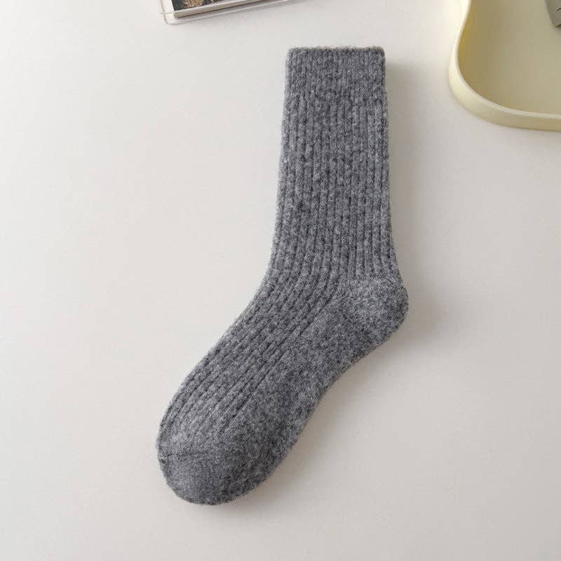 Rufia - Thickened Solid Color Wool Blend Socks: Grey / Average