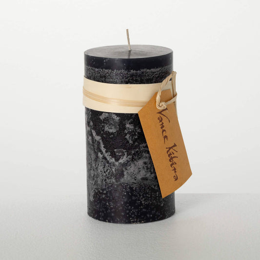 Distressed Black Pillar Candle Medium