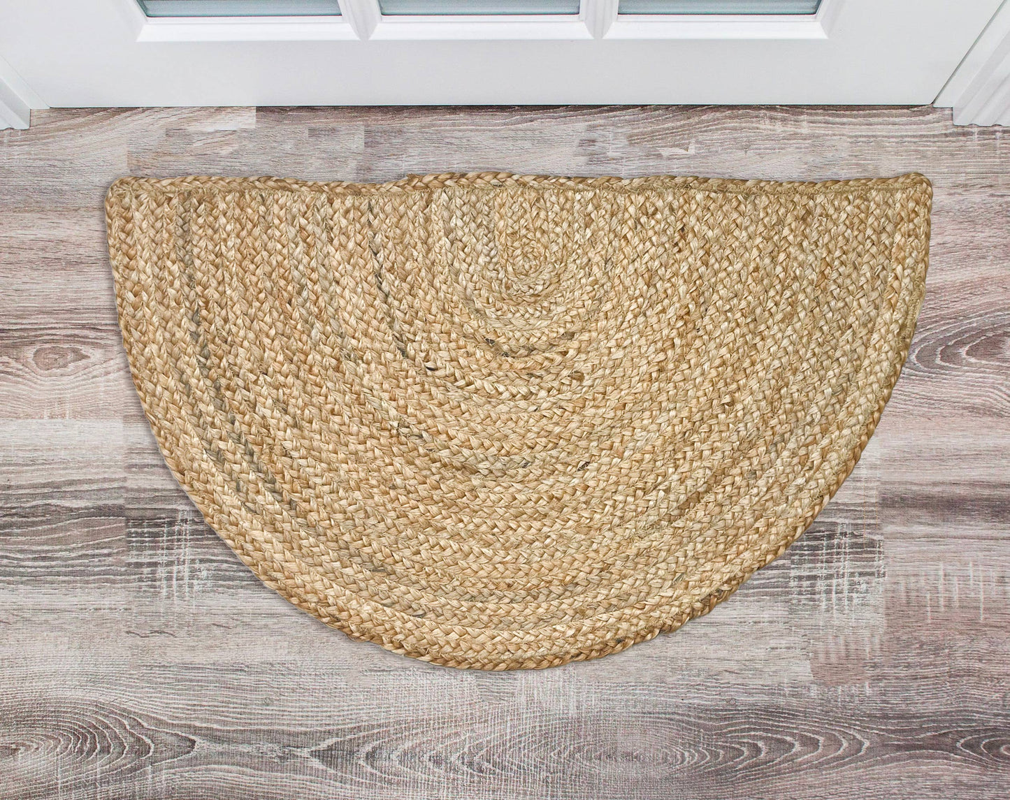 Natural Braided Jute Half Circle Rug 18 x 30 inches