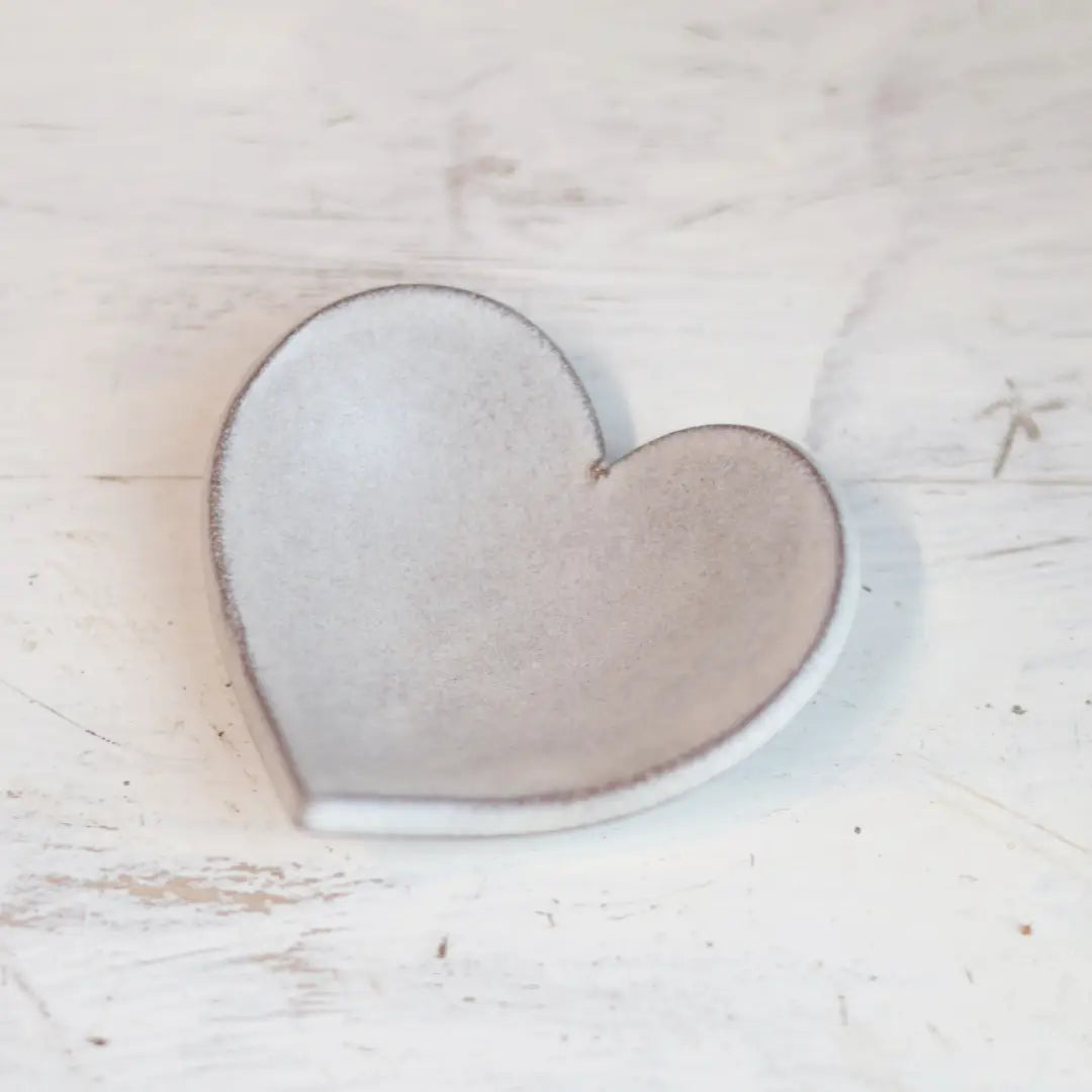 Handmade Heart-Shaped Trinket Dish in Cream