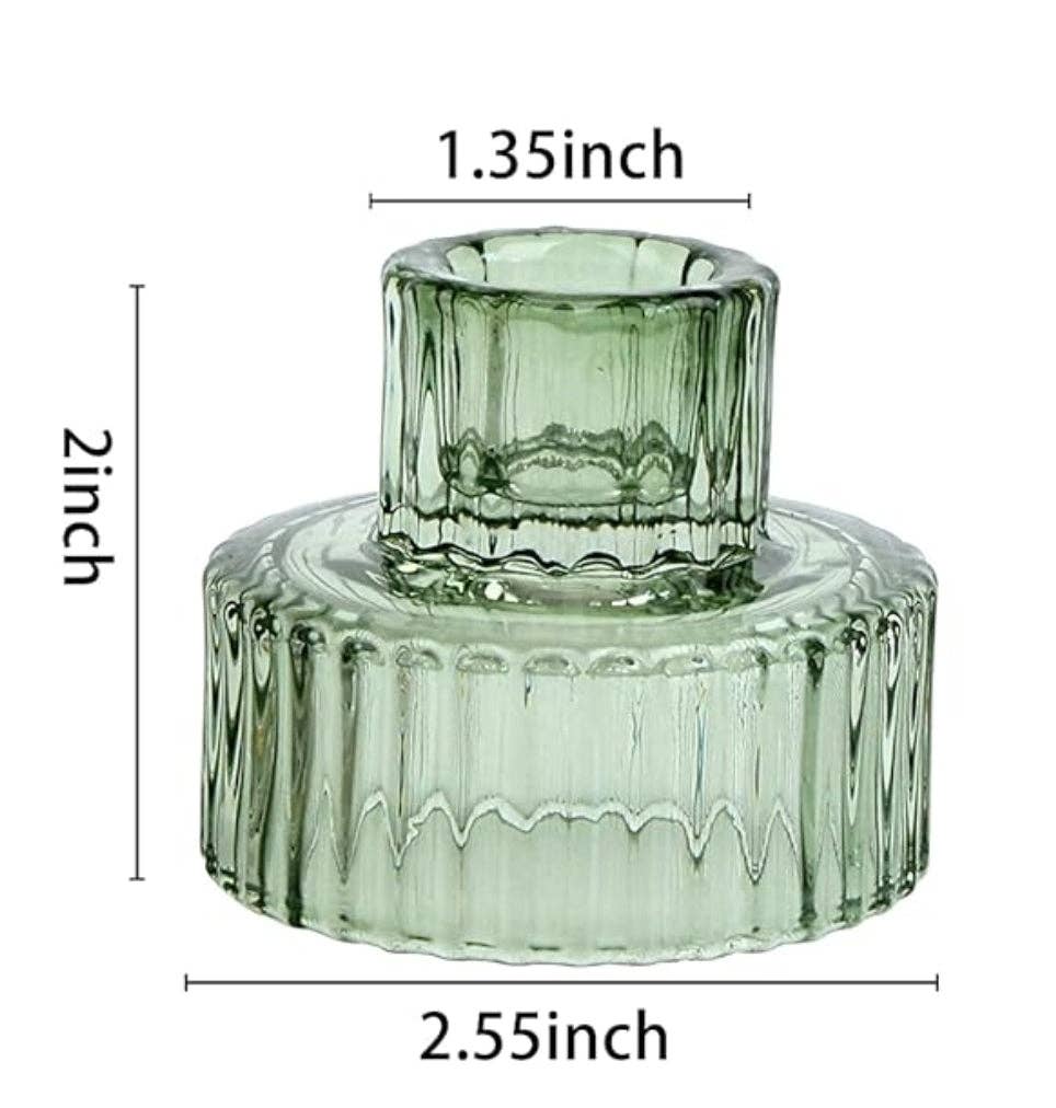 Green Glass Double Sided Candleholder