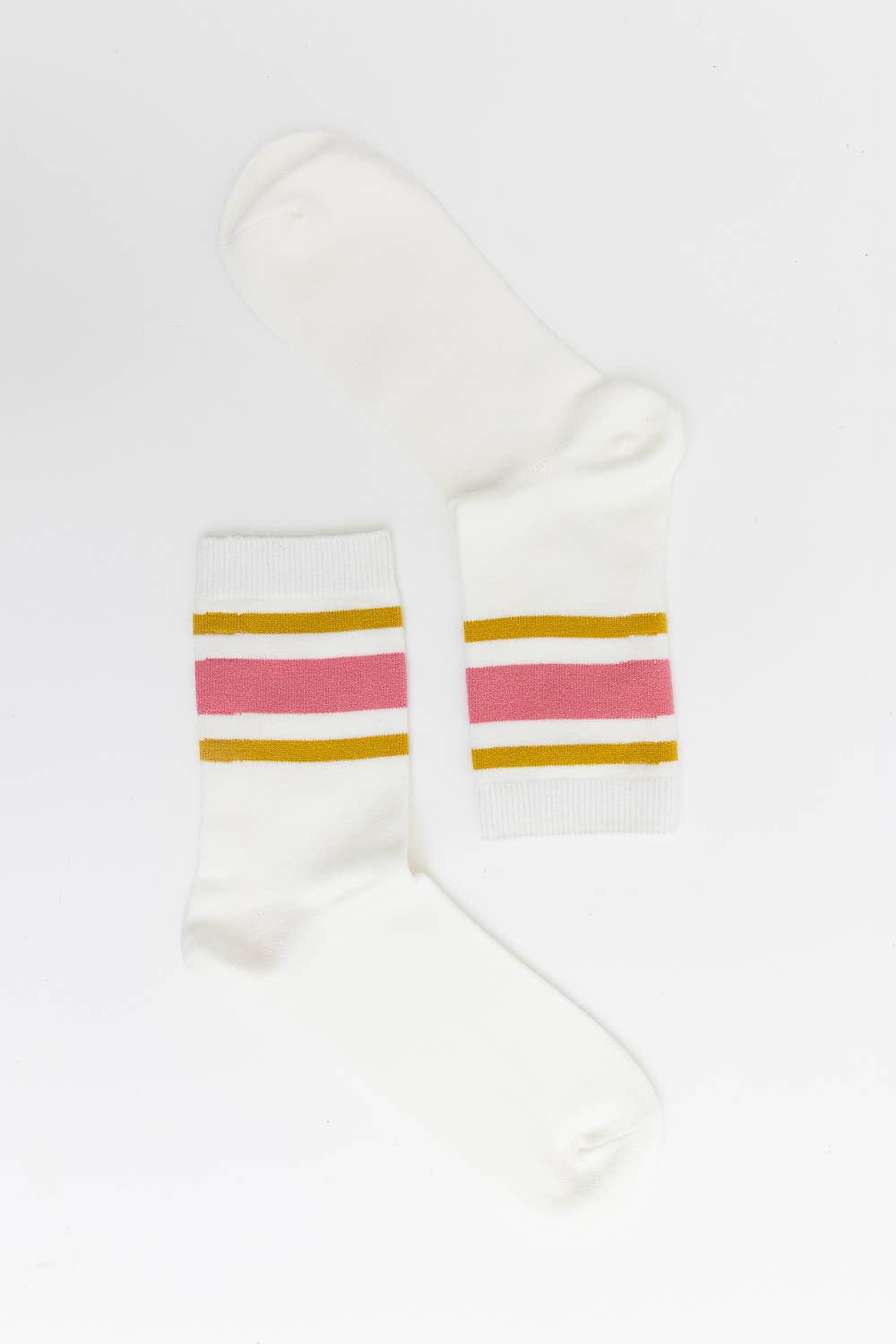 Retro Stripe Style Crew Socks: Rose Pink