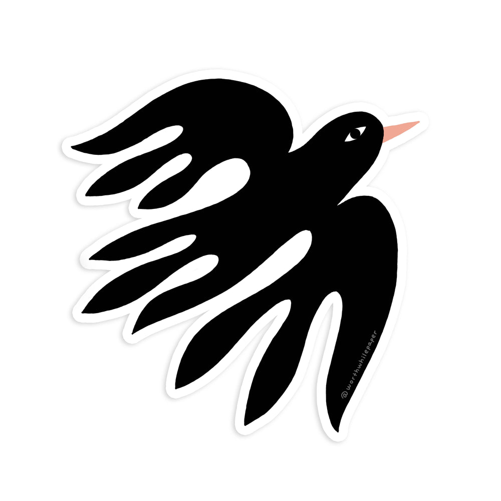 Black Bird Die Cut Sticker Worthwhile Paper 