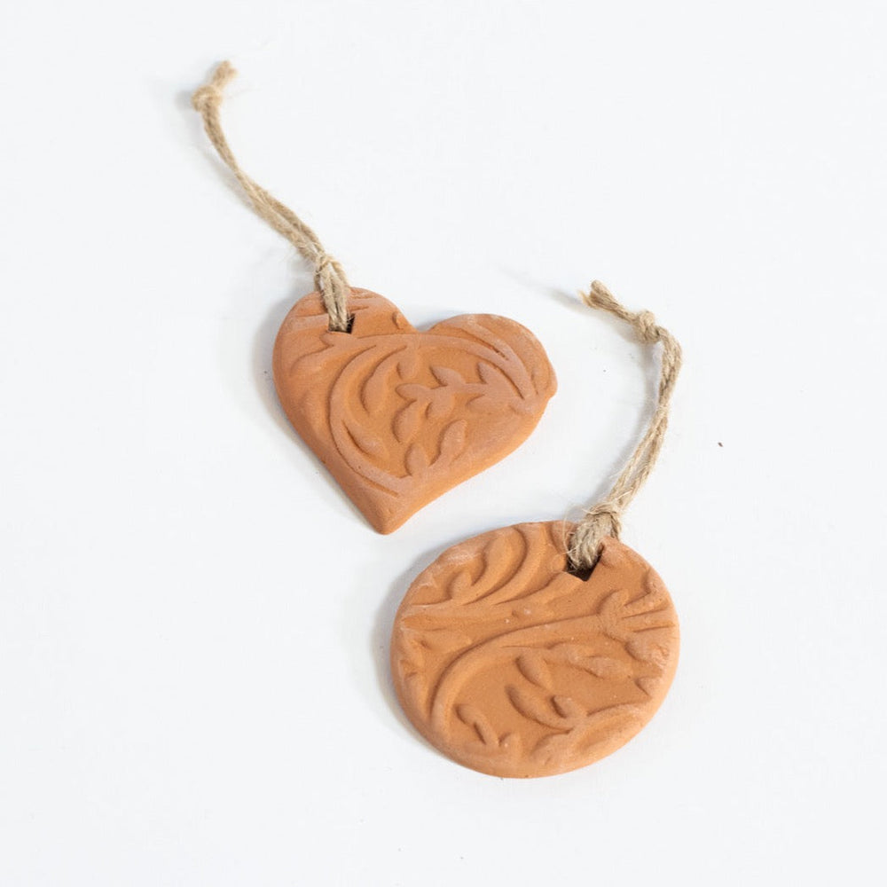 
                  
                    Clay Air Freshener | Round or Heart Shape Gravesco Pottery 
                  
                