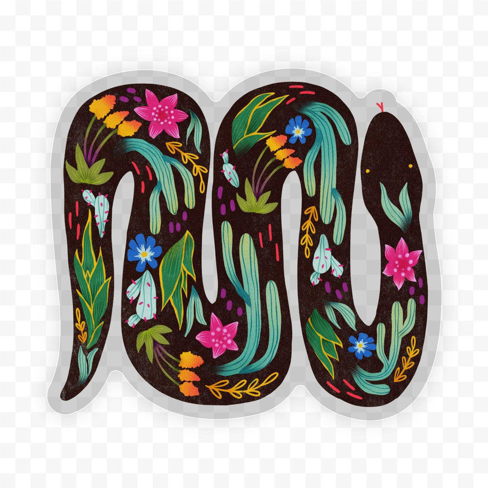 Desert Landscape On Black Snake Sticker - Clear Big Moods 