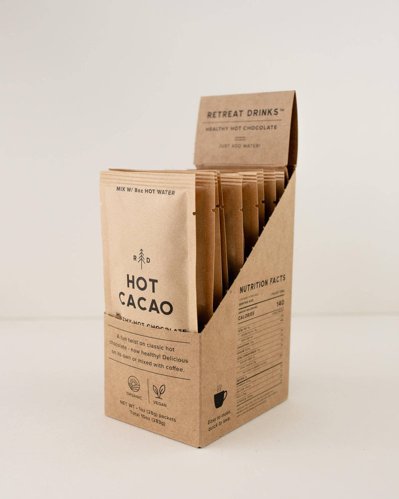Hot Cacao 10 Pack Display Carton Retreat Drinks 