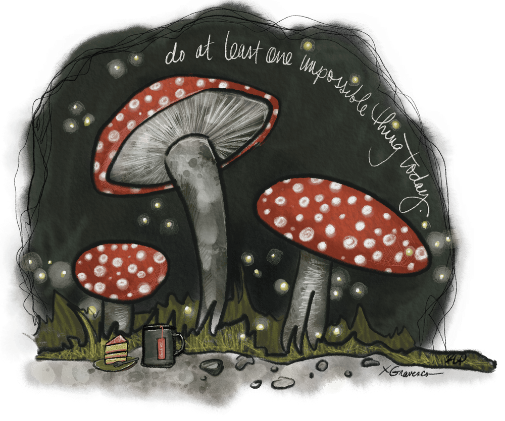 Impossible Things - Mushroom Sticker 5x5 inches Gravesco 