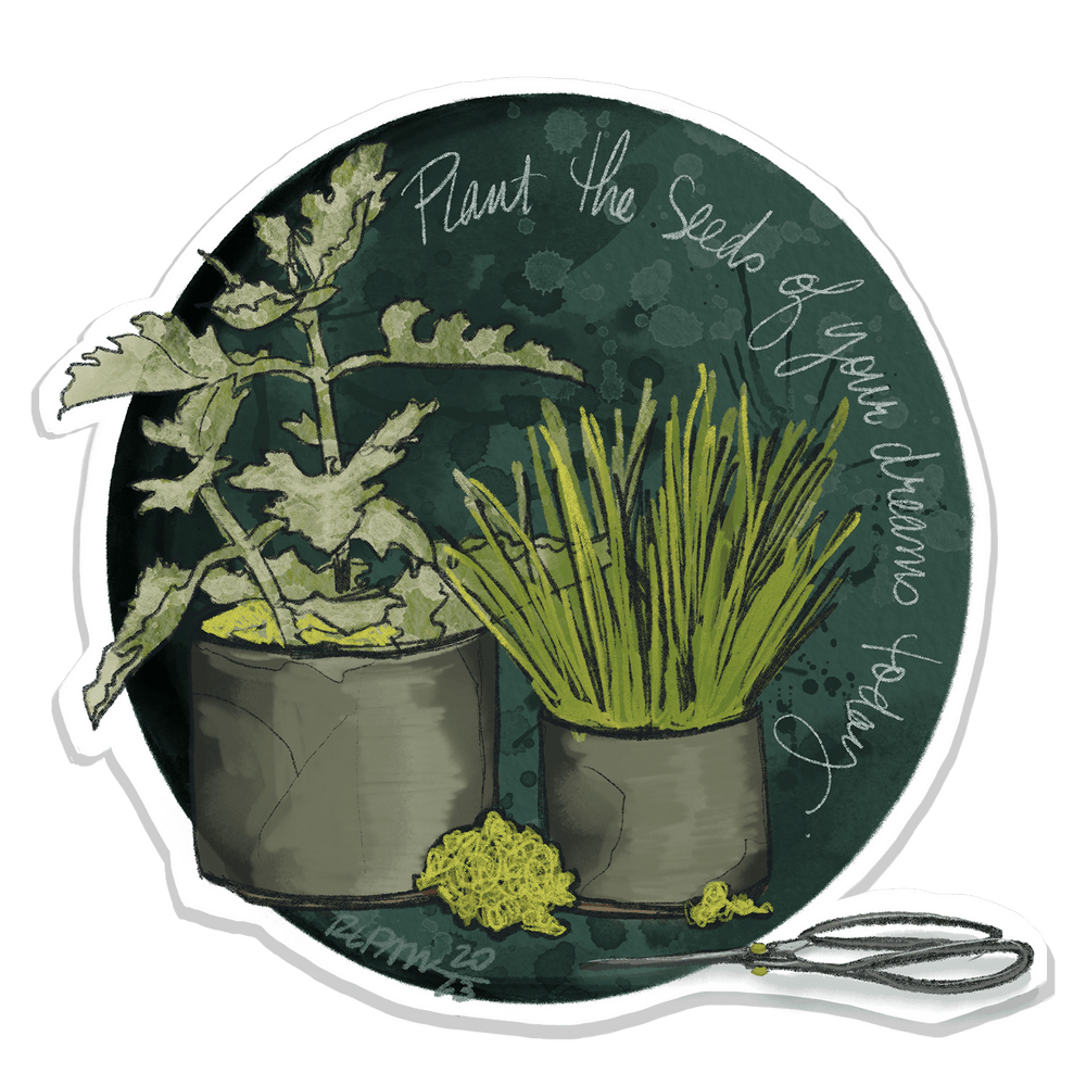 Plant the seeds of your dreams 3 inch sticker Gravesco 