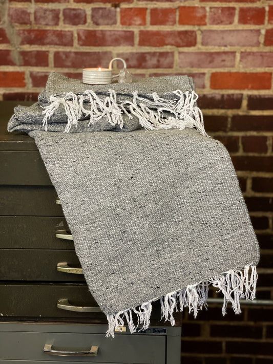 Solid Light Gray Handwoven Blanket Blankets West Path