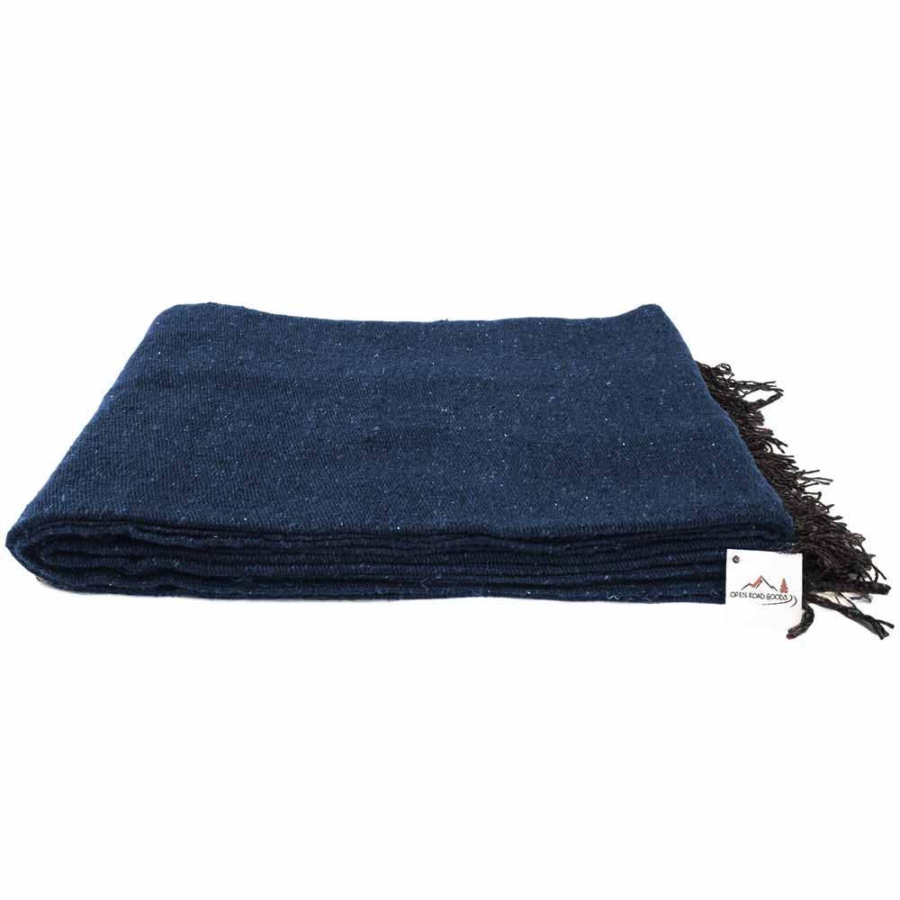 Solid Slate Blue Mexican Blanket West Path 