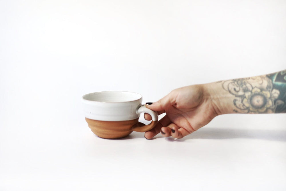12 oz. Glossy Ceramic Latte/Coffee Mug with Ceramic Coasters
